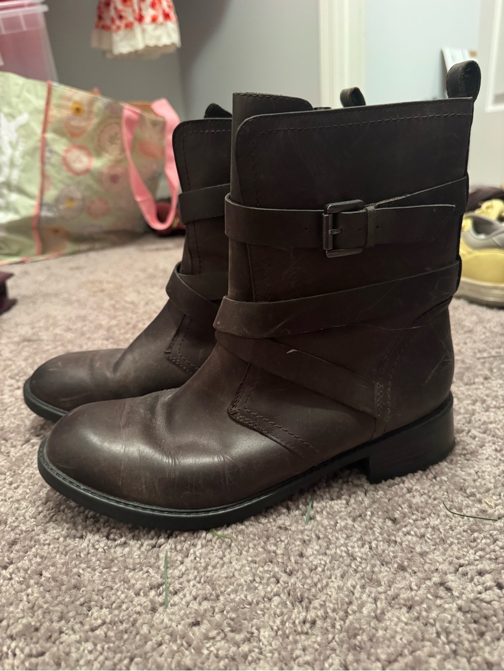 Clarks Artisan Women’s 9 M Brown Leather Moto Biker Ankle Boots